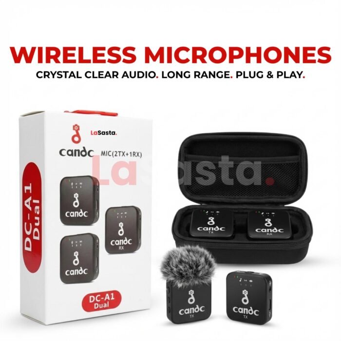 Candc DC-A1 Dual Wireless Microphone | 2TX + 1RX with Noise Cancellation - Image 3