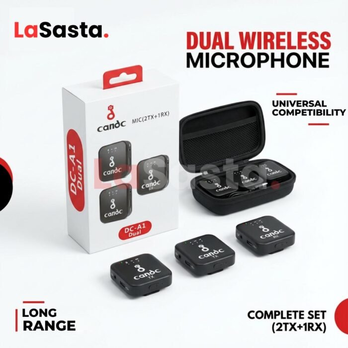 Candc DC-A1 Dual Wireless Microphone | 2TX + 1RX with Noise Cancellation - Image 6