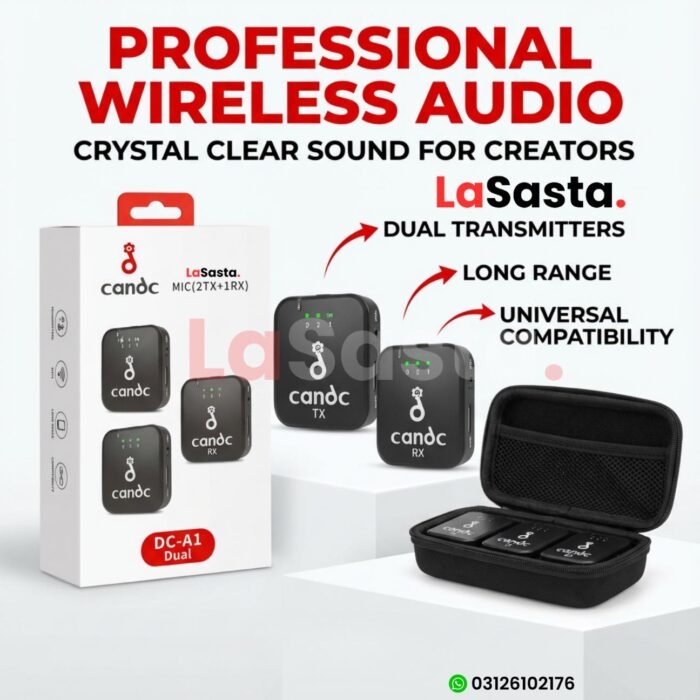 Candc DC-A1 Dual Wireless Microphone | 2TX + 1RX with Noise Cancellation - Image 2